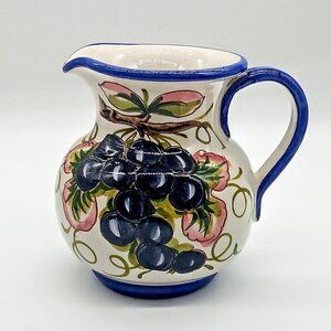 Hand-Painted Italian Grapes Small Ceramic Pitcher